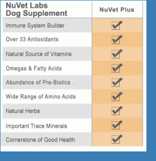 Nuvet supplements keep your dog looking and feeling great. Available from North Fork Labradors.